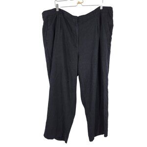 Old Navy Black Linen Taylor Wide Leg Pants 3X Extra High Rise Pull On Casual
